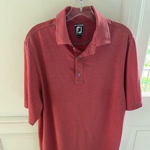 Footjoy Red/Gray Striped Golf Polo Mens Medium Athletic Fit